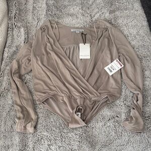 Green Envelope Beige Wrap Bodysuit